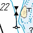 Jääpoijulla on sama karttasymboli. Bojprick (nordprick) med ljuskaraktär. Poijuviitta (pohjoisviitta) valotunnuksella. Isbojen har samma kartsymbol.