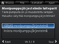 aiheuttaa palovammoja. 8.2 Valikkorakenne "Etusivu" Tässä valikossa on yhteenveto enintään neljästä käyttäjän määrittelemästä parametrista pikavalintoineen tai graafinen esitys ominaiskäyrästä.