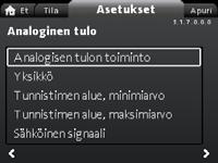 Valitse numero painamalla ja ja säädä painamalla tai. 4. Tallenna painamalla [OK]. FLOW LIMIT -toiminto voidaan yhdistää seuraavien säätötapojen kanssa: Suht. paine Vakiopaine Vakiolämpöt. Vakiokäyrä.