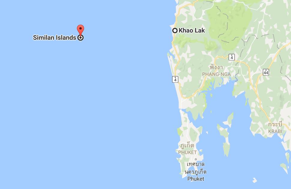 Sitten veneeseen. Similan Island on kaukana Phuketista.