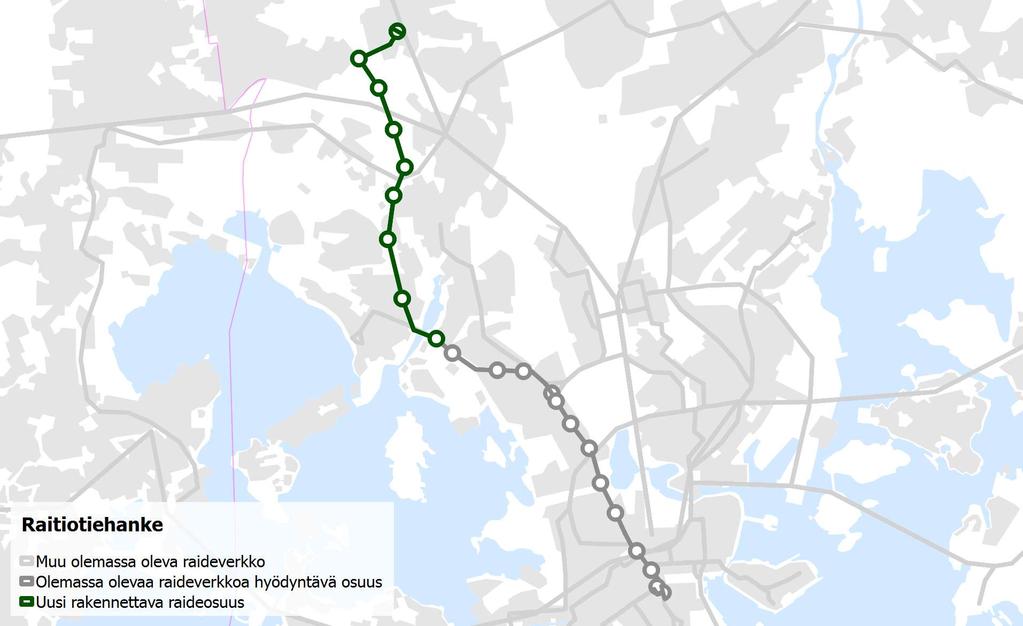 Vihdintien raitiotie (Kolmikulma Meilahti Pohjois-Haaga) Tässä työssä tarkasteltava reitti lähtee Kolmikulmasta ja päättyy Pohjois-Haagaan (hankkeen 1.