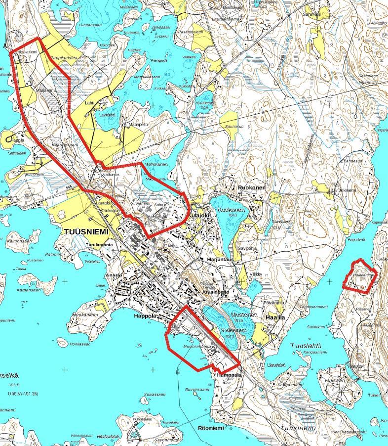 OAS 2 (8) ALUE 1 ALUE 3 ALUE 2 Kuva1: Suunnittelualueiden alustavat rajaukset. MITÄ SUUNNITELMIA TAUSTALLA? Valtakunnalliset alueidenkäyttötavoitteet Valtakunnalliset alueidenkäyttötavoitteet (14.12.