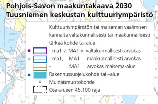 alakeskukseksi (ca2) sekä taajaman kulttuuriympäristö -merkinnällä. Suunnittelualue 1 kohdistuu pohjavesialueelle (pv).