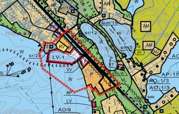 Alueelle 1 kohdistuvat teollisuus-, energiahuollon, maa-ainestenotto-, maa- ja metsätalousvaltainen alue, urheilu- ja