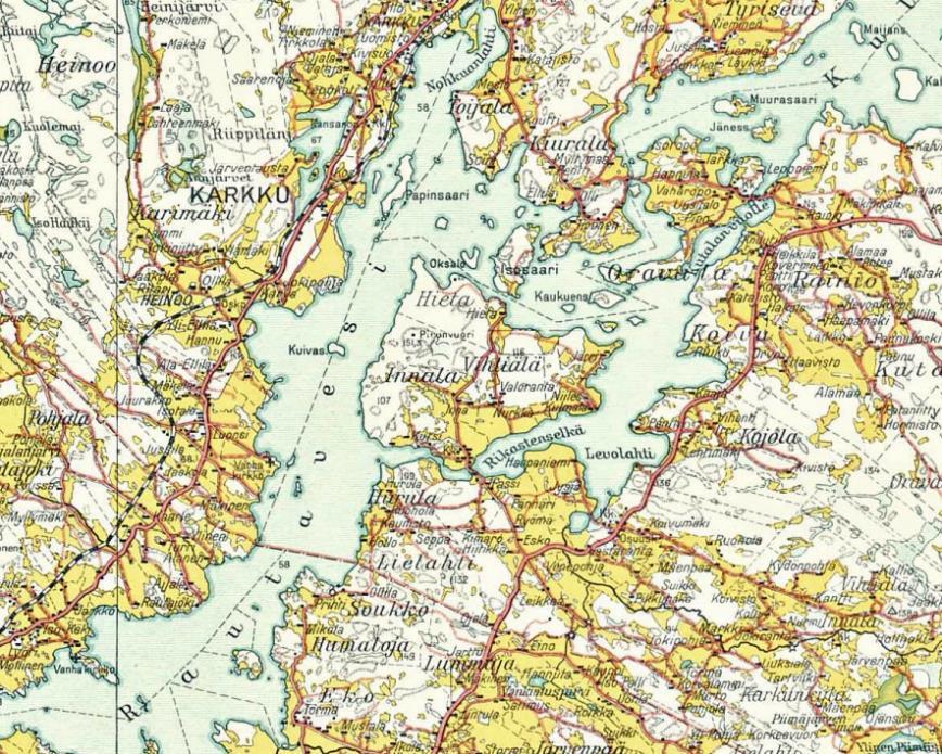 Kartta 2. Salonsaari vuonna 1930 laaditussa kartassa.