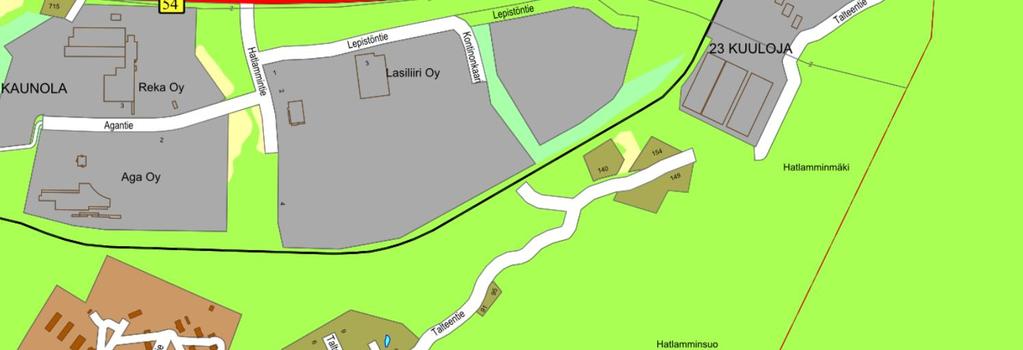 Suunnittelualue rajautuu lännessä rata-alueeseen ja itäpuolella Talteentiehen. Suunnittelualueen eteläpuolella on Hatlamminsuon luonnonsuojelualue.