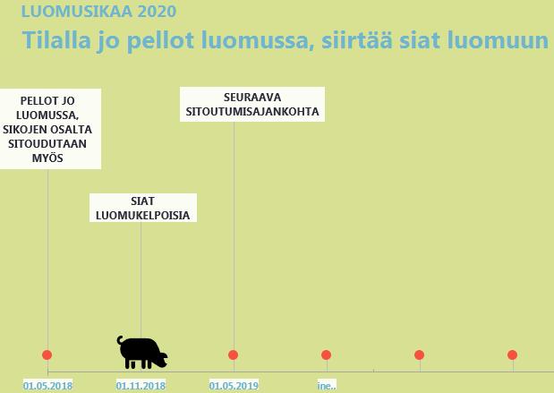 Luomuun siirtymisen aikajana siat luomuun