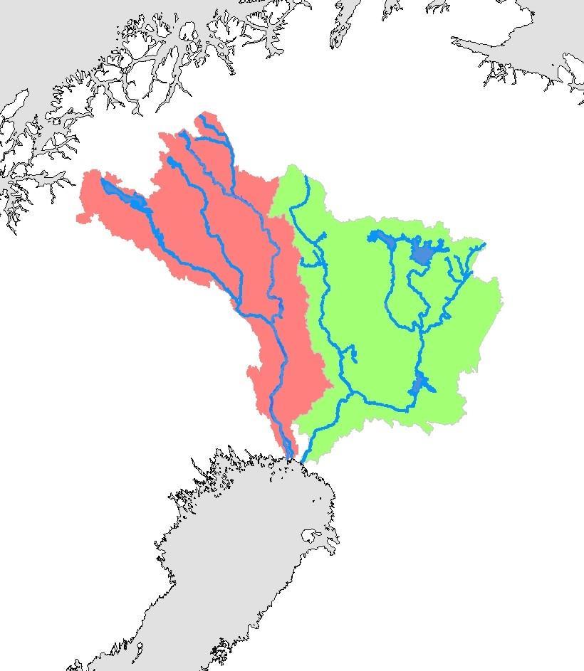 Tornionjoki: Valuma-alue 40 000 km² Keskivirtaama 423 m³/s Lohi esiintyy 1000 jokikm:llä