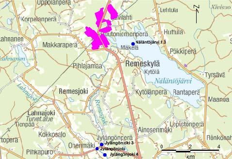 Kuva 9 Vedenlaadun havaintopaikat ( ) Ympäristöhallinnon