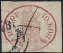 100 13 2e 1856 Oval stamp 10 k red-carmine. Beautiful copy with wide margins.