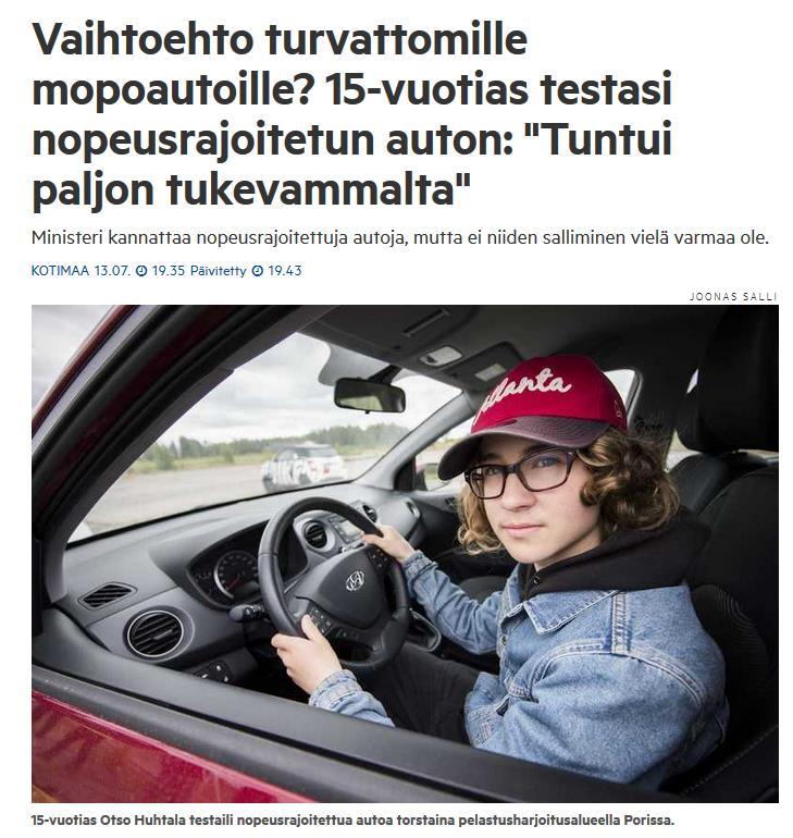 Nopeusrajoitetut henkilöautot hallitus on jättänyt lokakuussa 2018 esityksen ns.