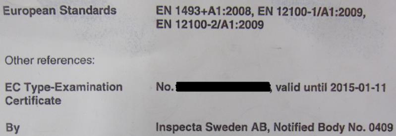 AEL, Kaarnatie 4, Helsinki Autonostimet 30 (70) Mikäli nostin on tyyppitarkastus- tai laadunvarmistusmenettelyn mukainen, on siitä vakuutuksessa maininta (laitoksen tiedot ja mahdollisesti