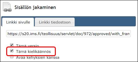 > Sisällön jakaminen Linkki