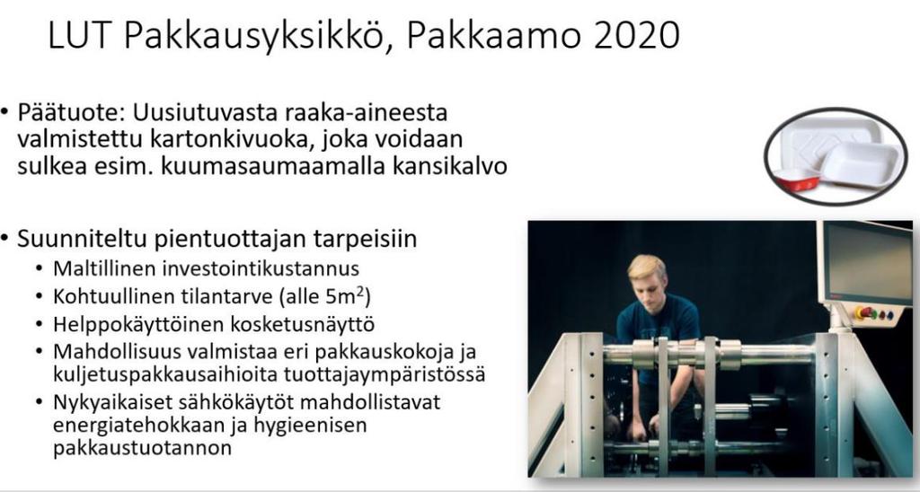 20. Arvioikaa asteikolla 1 4, kuinka tärkeitä seuraavat ominaisuudet olisivat kuitupohjaisia pakkauksia valmistavalle laitteelle?