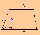 Suunnikkaan pinta-ala A ah absin Puolisuunnikkaan pinta-ala 1 A 1 a b h ( a b) s sin Esimerkki 1.