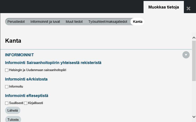 Jos informointi on annettu alaikäisen huoltajalle/holhoojalle, voidaan Acuteen merkitä annettu uudelleeninformointi kun henkilö täyttää 18 vuotta.