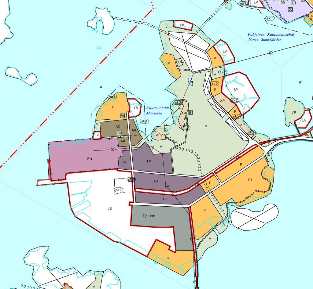 Ote Vaasan yleiskaavasta 2030.