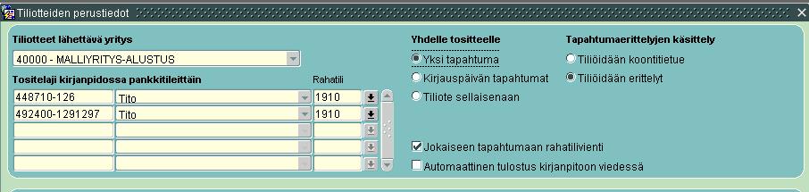 tarjota automaattisesti uutta tiliä 2.