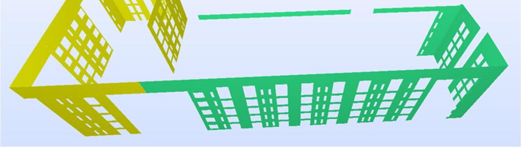 Tietomallista luotuun Excel-määrälistaan linkitetty ja värikoodattu malli hankkeen