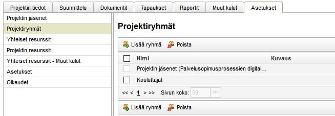 Projektin resurssit ovat kyseiselle projektille uniikkeja resursseja, jotka luodaan täällä. Projektin resurssit Yhteiset resurssit Muut kulut luodaan Asetukset moduulissa.