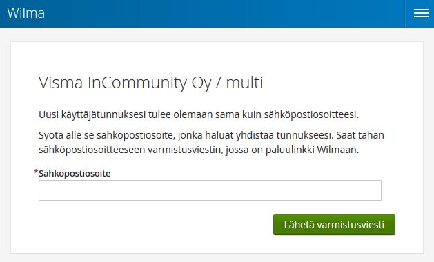 6 (26) 2) Sait koululta JOKO valmiin tunnuksen TAI avainkoodin. Valitse sen mukaan Minulla on... kohdasta avainkoodi, esimerkiksi ABCDE-... tai yksi tai useampi olemassa oleva Wilma-tunnus.