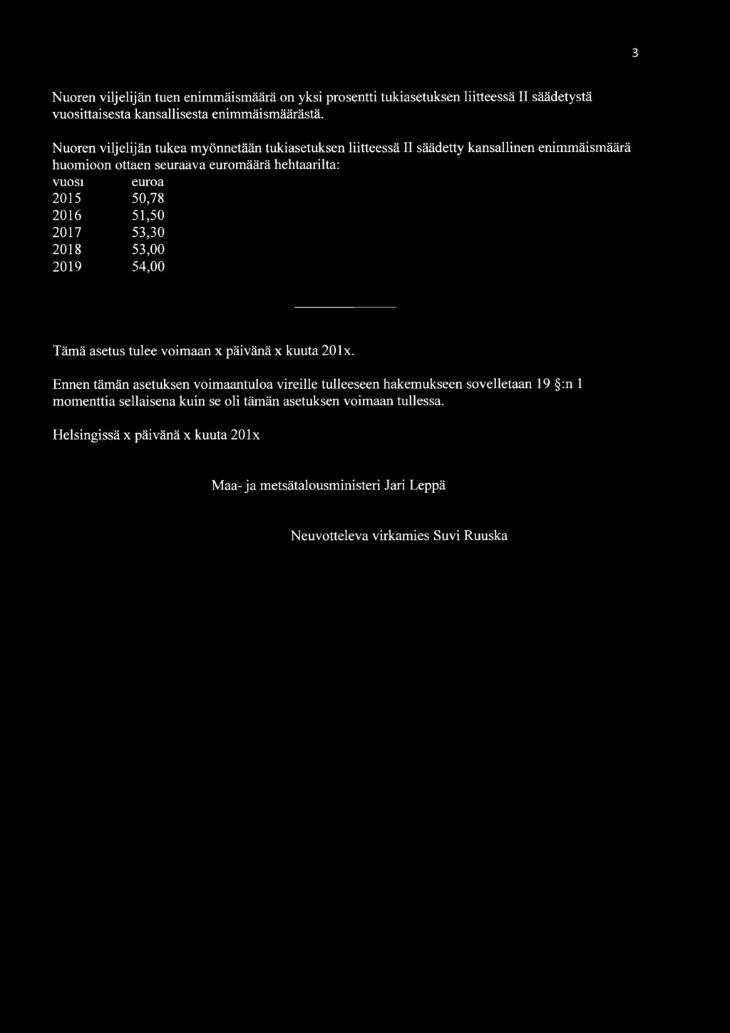 50,78 2016 51,50 2017 53,30 2018 53,00 2019 54,00 Tämä asetus tulee voimaan x päivänä x kuuta 20 lx.