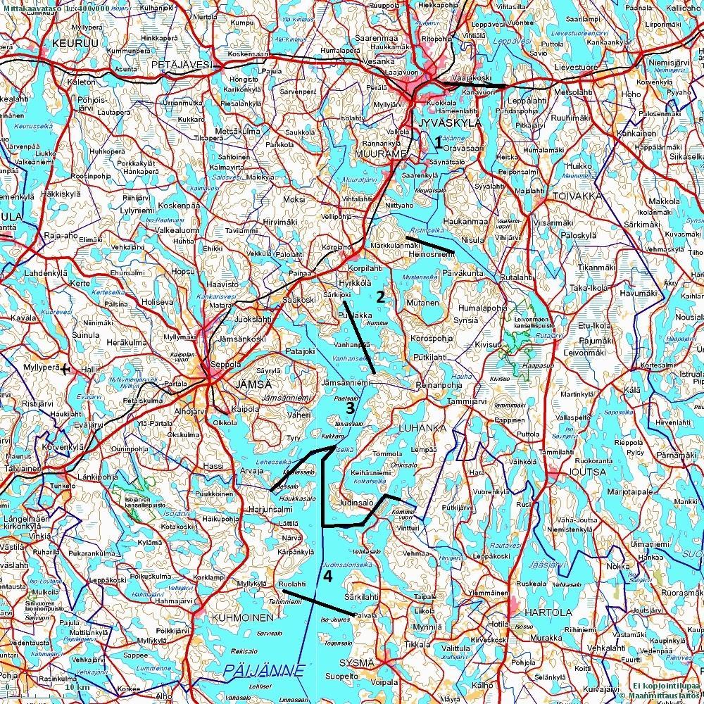 Kuva 1. Pohjois-Päijänteen osa-aluejako.