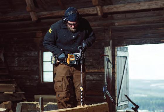 54 V KULMAPORAKONE DCD460 Täydellinen käyttäjille, joiden on porattava suuren halkaisijan reikiä puuhun.