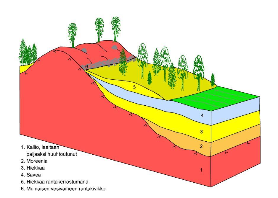 Kuva 2. Etelä-Suomen rantakerrostuman periaate (Jääskeläinen 2009) 2.