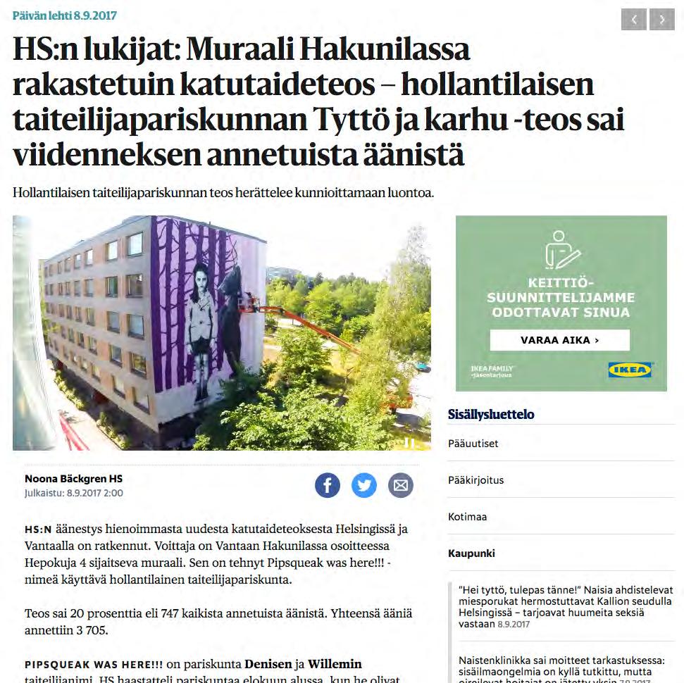 Muraalit kiinnostavat mediaa ja asukkaita.