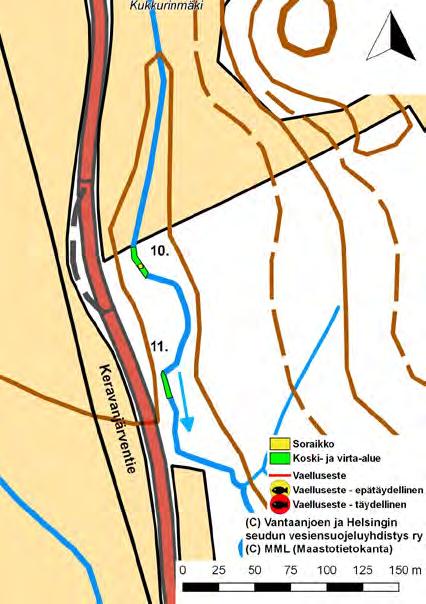 Pa1 = Soraikon kokonaispinta-ala, Pa2 = kutemiseen sopivan alueen pinta-ala, Syv1 ja Syv2 = syvyys (cm) soraikon etureunasta ja takareunasta, paksuus = sorapatjan keskimääräinen paksuus (cm), C-ero =