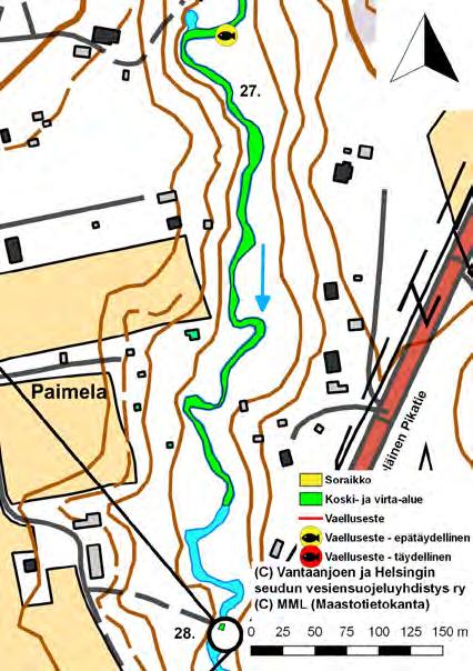 Ohkolanjoelta määritetyt koski- ja virta-alueet