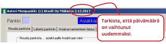 C Asenna päivitys tai käytä monipankkiohjelman oikeassa yläkulmassa näkyvää Päivitä tämä