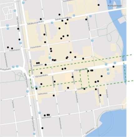 Tyhjät liiketilat: Tampereen keskusta länsipuoli 2017 / H1 Tilanne 1.3.2017. Tyhjiä tiloja yhteensä 48 kpl.