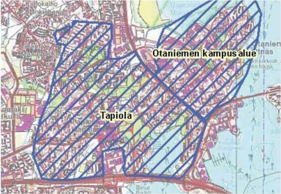 s. 2 / 10 LÄHTÖKOHDAT Suunnittelualue Kaavamuutosalue sijaitsee Tapiolan keskustassa Merituulentien eteläpuolella.