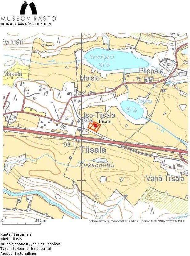 maisema-alueeksi. Ilmakuva Iso-Tiisalan tilasta 5 Museoviraston kartta Tiisalan kylätontin sijainnista. Suunnittelualueen länsiosassa on Iso-Tiisalan tila.