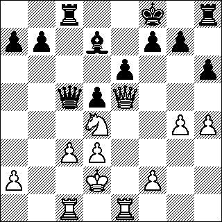 -79- (21. g4) mutta asemassa on runsaasti mielenkiintoisia salattuja mahdollisuuksia, koska myöskään valkean kuningas ei ole erityisen turvassa. Pelisiirron lisäksi 21.
