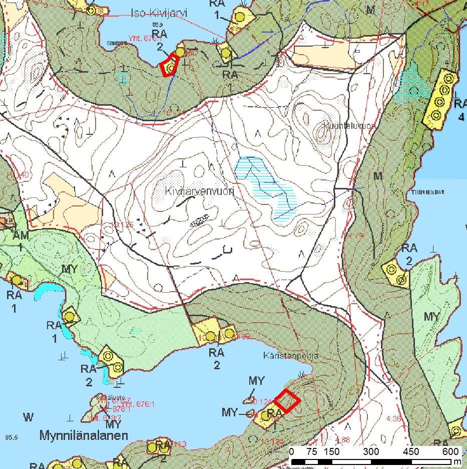 3.1 Niemenmetsä Muutoskohde sijaitsee Ison Kivijärven etelärannalla tilalla Niemenmetsä (781-401-10-124), josta on tavoitteena siirtää rakentamaton lomarakennuspaikka Mynnilänalasen Käristenpohjan