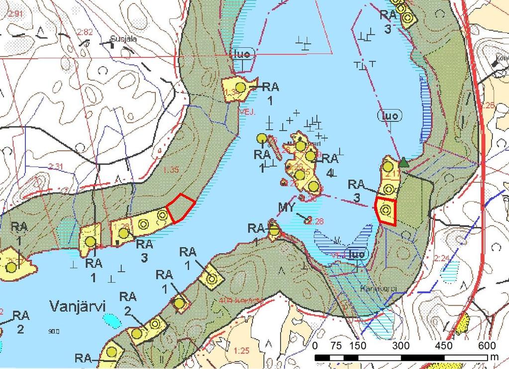 3.2 Mäkelä ja Hirvimaa Muutoskohde sijaitsee Vanjärven Karjukorven rannalla tilalla Mäkelä (781-404-2-24), jossa sijaitseva rakentamaton lomarakennuspaikka halutaan siirtää saman maanomistusyksikön