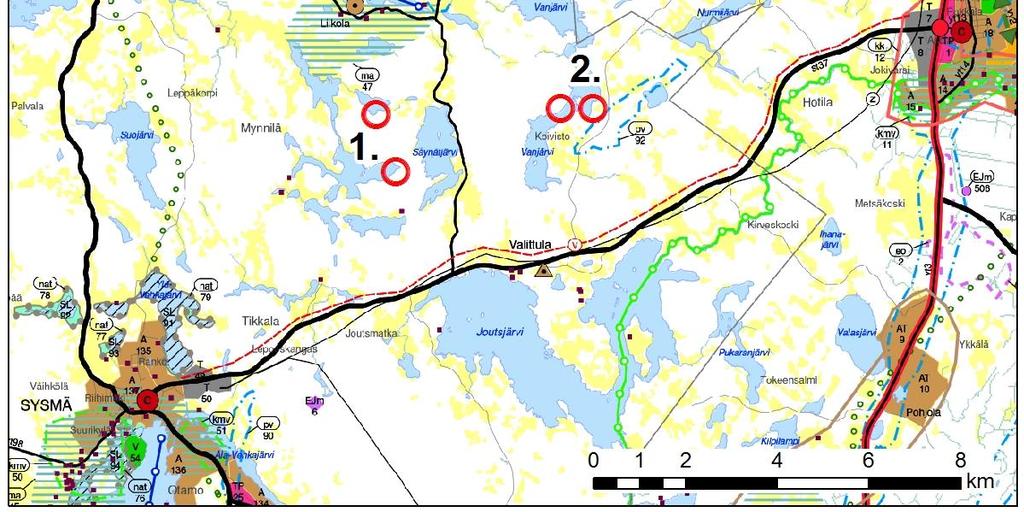 (1 = Niemenmetsä, 2 = Mäkelä ja Hirvimaa, 3 = Pohjanselänperä ja vesialue, 4 = Kuusirinne) 4.2 Päijät-Hämeen maakuntakaava 2014 Päijät-Hämeen maakuntakaavan 2014 laadinta käynnistyi vuonna 2010.