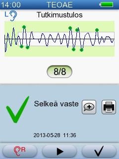 5 AccuScreen-testaus Tutkimuksen yksityiskohdat Melu Nykyinen melutaso. Varmista, että Melutaso on mahdollisimman alhainen.