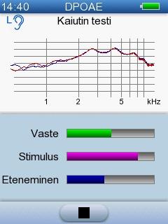 5 AccuScreen-testaus Kalibrointi ja kaiutintesti suoritetaan ennen varsinaisen tutkimuksen aloittamista. Kalibrointi Jos mittapää ei istu oikein, muuta mittapään asentoa.