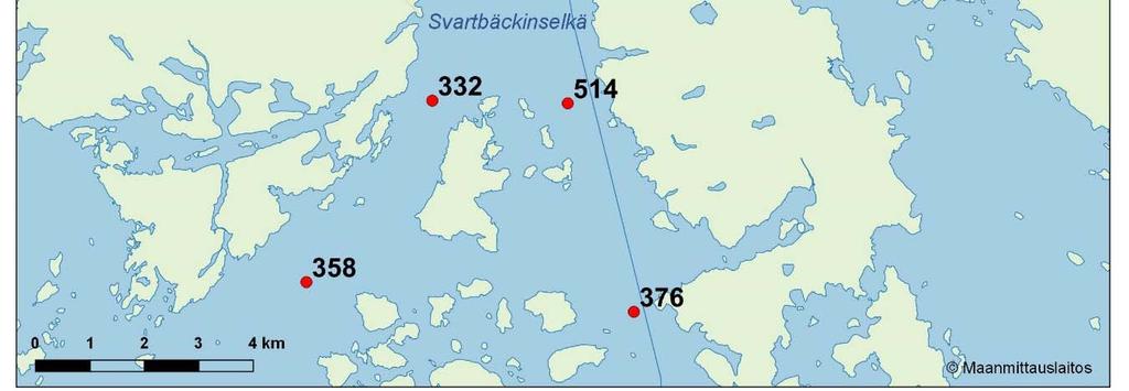 Kuva 14. Päällysveden keskimääräinen typpipitoisuus (µg/l) Porvoon edustan merialueella kesällä (kesä-syyskuu) 2017. Kuva 15.