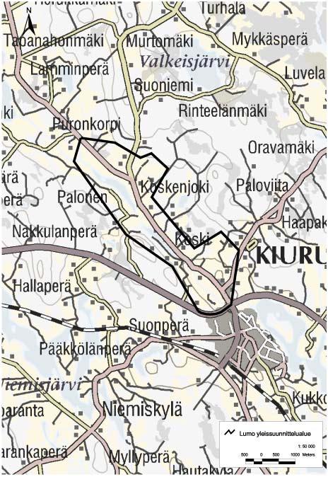 Kartta 1. Koskenjoen lumo -yleissuunnittelualue.
