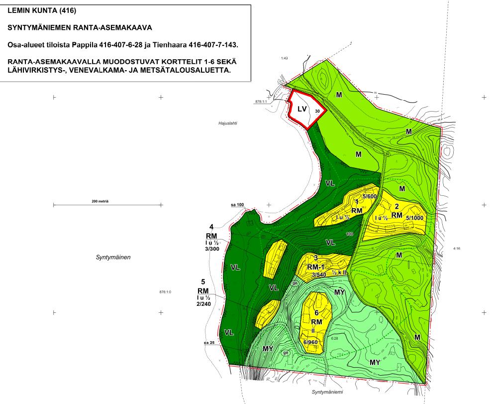 Lemin kunta Selstus 3 Syntymäniemen ranta-asemakaava 1.3.5 Rakennusjärjestys Lemin kunnan rakennusjärjestys n tullut vimaan vunna 1.1.2013. 1.3.6 Phjakartta Kaavan phjakarttana käytetään numeerista maasttietkantaa sekä ajantasaista kiinteistörekisteriaineista.