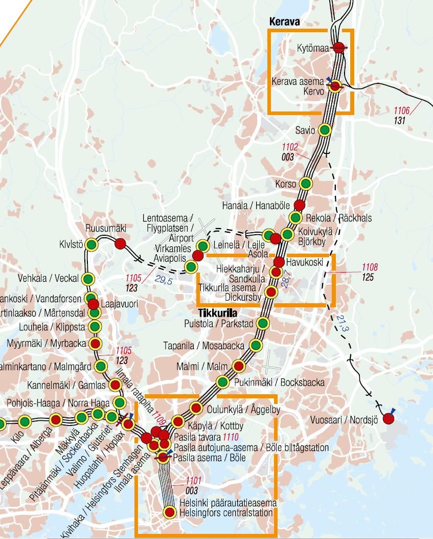 Lentorata / Kerava-Pasila Rinnakkais/täydentävä vaihtoehto pääradan parantamiselle / lisäraiteille Helsinki-Vantaan lentoasema kytketään päärataverkkoon Toteutus pääosin tunnelissa Kustannusarvio