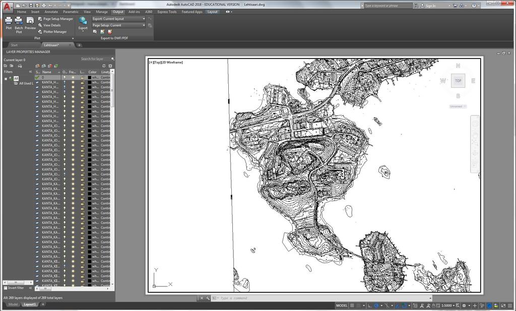 AUTOCAD-TULOSTUSOHJE Tällä ohjeella selitetään Autocadin mittakaavatulostuksen perusasiat (mallin mittayksikkönä millimetrit) 1. MODEL VS.