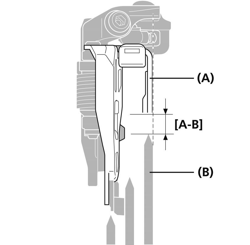 ASENNUS Tyyppi E (FD-M9000/M8000/M672/M612) Sivukiinnitys 1. Asenna etuvaihtaja alakiinnikkeen kiinnitysruuveilla. 2.