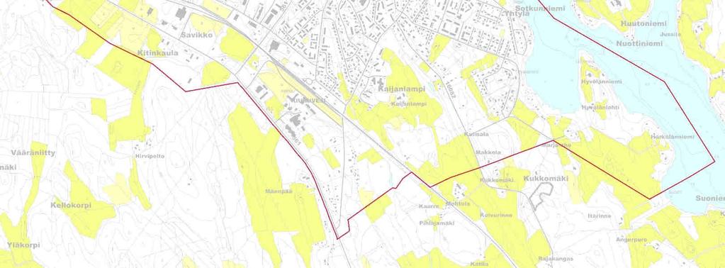 3 Yleiskaava-alueen rajaus Tarkastelualueena on vuonna 2005 voimaan tulleen taajaman osayleiskaava-alue.
