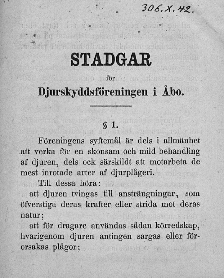 30é-.X,*Z, STADGAR för Djurskyddsföreningen i 